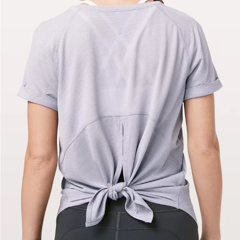 Lululemon Open Up Tie Back T-Shirt, 4, Heathered Lavender Grey / Lavender Grey